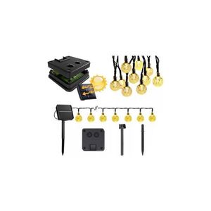 Ghirlandă solară decorativă LED, 50 LED, 8 funcții, acumulator 500 mAh, 9, 5 m, IP67, alb cald imagine