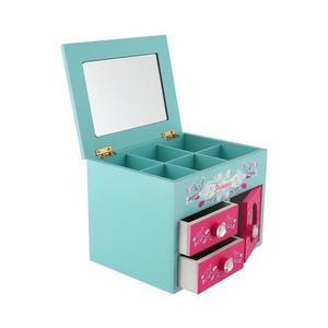 Cutie pentru bijuterii PRINCESS cu oglindă, roz/albastră imagine