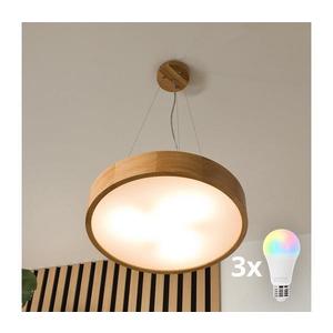 Brilagi - Lustru LED RGBW reglabil CARVALHO, 3x E27/15W/230V, Wi-Fi, stejar, Ø 47, 5 cm imagine
