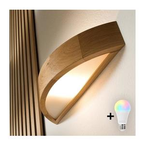 Brilagi - Aplica de perete LED RGBW reglabilă CARVALHO 1xE27/15W/230V Wi-Fi, stejar imagine
