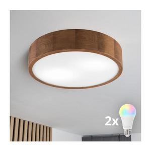 Brilagi - Plafonieră LED RGBW dimabilă CARVALHO, 2×E27/15W/230V, Wi‑Fi, finisaj stejar, Ø 37, 5 cm imagine