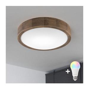 Brilagi LED RGBW — plafonieră LED dimerizabilă CARVALHO SLIM 1xE27/15W/230V Wi‑Fi, stejar, Ø 27 cm imagine