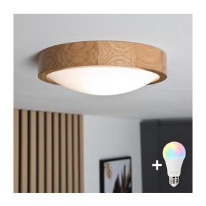 Brilagi-LED RGBW Plafonieră reglabilă CARVALHO SLIM, 1xE27/15W/230V, Wi-Fi, stejar natural, diametru 27 cm imagine