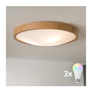 Brilagi-LED RGBW Plafonieră dimabilă CARVALHO SLIM 3xE27/15W/230V Wi-Fi stejar, diametru 47 cm imagine