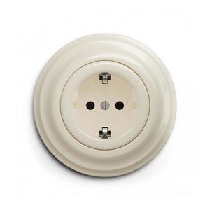 lap - Priză retro de perete pentru uz casnic, cu ramă, SCHUKO 230V/16A, bej imagine