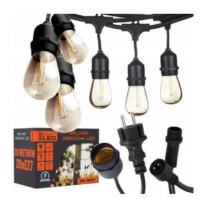 Ghirlandă LED decorativă pentru exterior 20xE27/1W/230V 20, 94 m IP44 negru imagine