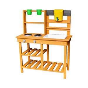 2Kids Toys - Bucătărie de grădină din lemn cu chiuvetă imagine