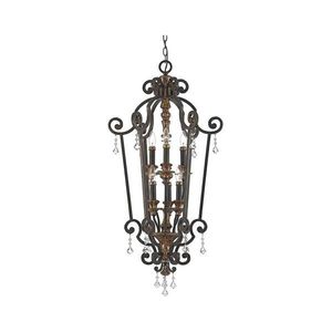 Quoizel QZ-MARQUETTE6-B - Candelabru cu lanț MARQUETTE 6xE14/60W/230V, bronz imagine