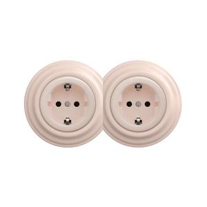 lap - Priză dublă retro pentru uz casnic, cu ramă SCHUKO 230V/16A, roz vintage imagine