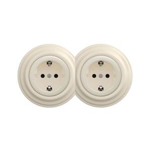 lap - Priză dublă retro pentru locuință cu ramă SCHUKO 230V/16A bej imagine