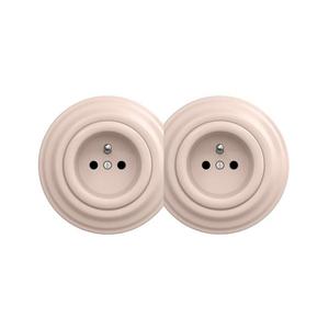 lap - Priză dublă retro pentru uz casnic, cu ramă, 230V, roz antic imagine
