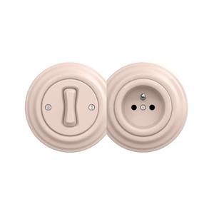 lap - Întrerupător retro monopolar Nr. 1 și priză 230V cu ramă, roz vintage imagine