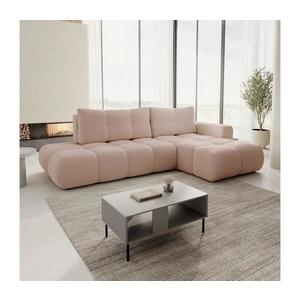 Colțar extensibil tapițat ALMADA, în formă de L, cu spațiu de depozitare, partea dreaptă, roz imagine