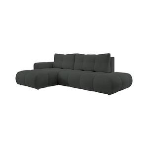 Colțar extensibil tapițat ALMADA, cu spațiu de depozitare, în L, stânga, antracit imagine