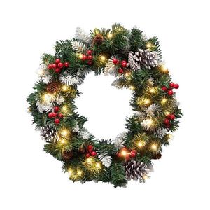 Coronă de Crăciun LED, 35 LED, alimentare 3x AA, 8 moduri, Ø 45 cm, IP44, alb cald imagine