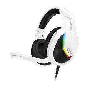 Căști LED RGB cu fir cu microfon pentru jocuri video CONNECT IT CHP-3595-WH alb/negru imagine