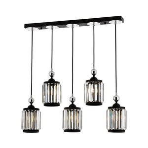 Candelabru suspendat pe cablu CRYSTALLINE, 5 x E27, max. 40 W, 230 V, negru imagine