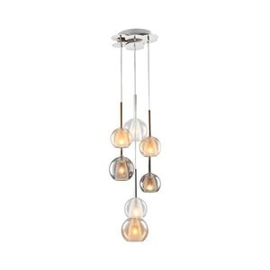 Candelabru MUSCAT cu cablu 7xE14/40W/230V fumuriu/auriu/transparent imagine