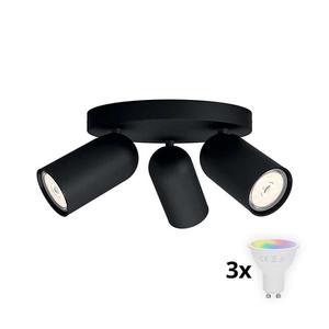 Philips - Spot LED RGBW reglabil PONGEE, 3x GU10 / 4, 8 W / 230 V, negru + telecomandă imagine