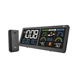Stație meteo cu afișaj LCD color și alarmă, 5V, 3xAAA + 2xAA, negru imagine