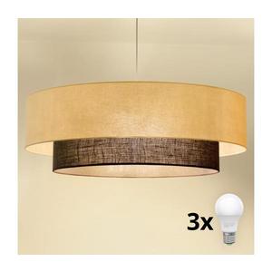 Brilagi - Lustră LED cu cablu BOHO STYLE, 3xE27/15W/230V, Ø 80 cm, crem/maro imagine