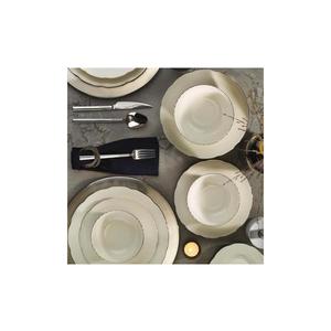 Set de veselă, 54 piese, porțelan alb/argintiu/fildeș imagine