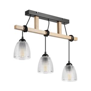 Lustră suspendată cu cablu LEANDRA, 3xE27/15W/230V, stejar/negru imagine
