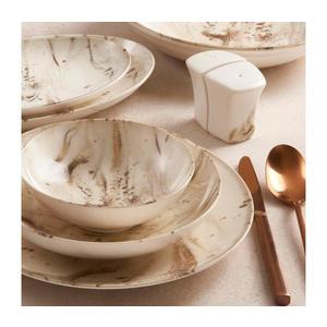 Set de veselă, 26 piese, bej/maro, porțelan imagine