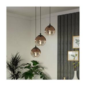 Eglo 901925 - Lustră pe cablu ARISCANI 3xE27/60W/230V negru/bej/fumuriu imagine