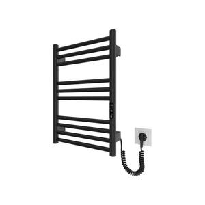 Radiator de baie tip scară HF GREENWICH, 100 W/230 V, 57 x 43 cm, negru, racordare dreapta, rotund imagine