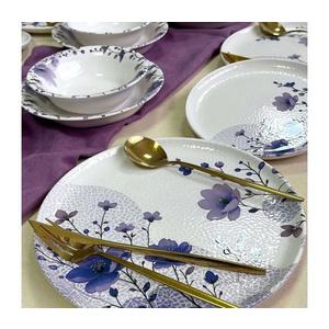 Set de veselă, 24 piese, ceramică, alb/mov imagine