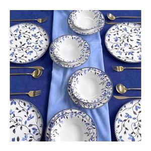 Set de masă din ceramică, 18 piese, albastru/alb imagine