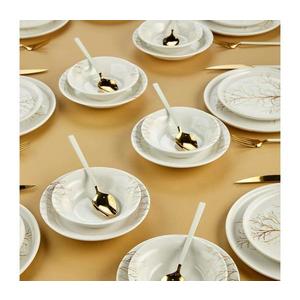 Set de veselă din ceramică, 24 piese, alb/portocaliu imagine