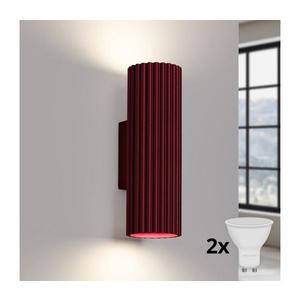 Brilagi - Aplică de perete LED CRESTO, 2x GU10, 10 W, 230 V, 20 cm, burgund imagine