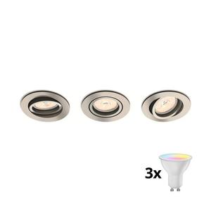 Philips 50393/17/PN - Set 3x spoturi LED RGBW încastrate, reglabile, cu 1x GU10/4, 8W/230V, crom + telecomandă imagine