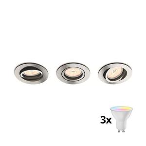 Philips 50393/11/PN-SET 3x spoturi LED RGBW încastrate, reglabile 1xGU10/4, 8W/230V crom+telecomandă imagine