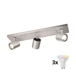 Philips RUNNER 53093/48/12 - Spot LED RGBW dimabil, 3x GU10 6W 230V, finisaj cromat, cu telecomandă inclusă imagine