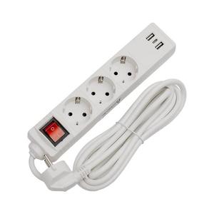 Prelungitor cu întrerupător, 3 prize Schuko, 2x USB-A + 1x USB-C, 3 m, alb imagine