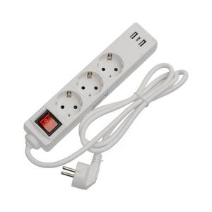 Prelungitor cu întrerupător, 3 prize Schuko, 2× USB-A + 1× USB-C, cablu 1, 5 m, alb imagine
