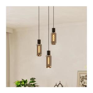 Eglo 901004 - Lustră suspendată pe cablu MAIONE 3xE27/4W/230V negru/fumuriu imagine