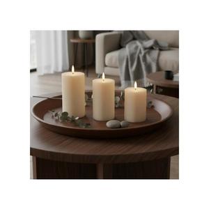 Set 3 lumânări LED BRILLO, crem, cu telecomandă, alimentare 3x AAA imagine