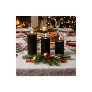 Set de 3 lumânări LED BRILLO, alimentare 2x AA, negru, cu telecomandă imagine