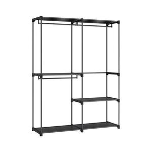 Dulap de depozitare MATIS 138x182 cm, cu polițe și bară pentru haine, negru imagine