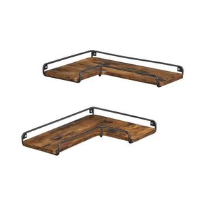 Set de 2 polițe de perete SHELFY, maro/negru imagine
