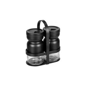 WENKO 55081100 - Set de condimente BLACK OUTDOOR KITCHEN, 12x14, 5 cm, transparent/negru imagine