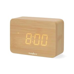 CLDK2008BN - Ceas deșteptător digital cu afișaj LED și termometru, 5V/3xAAA, carcasă din lemn imagine
