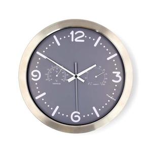 Ceas de perete CLWA5226SS cu termometru și higrometru, Ø 30, 5 cm, alimentare 1x AA, oțel inoxidabil imagine