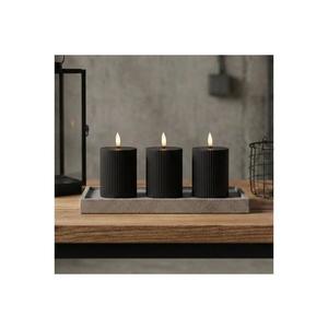 Set de 3 lumânări LED BRILLO, 2x AA, 10 cm, negre + telecomandă imagine