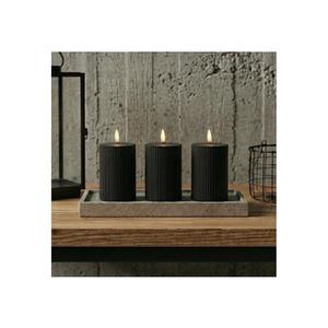 Set de 3 lumânări LED BRILLO, 12, 5 cm, negre, alimentate cu 2x AA, cu telecomandă imagine