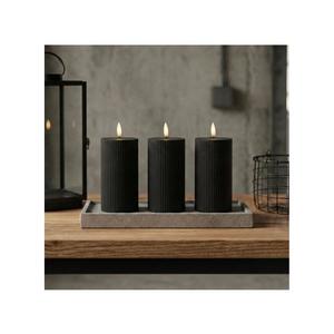 Set 3 lumânări LED BRILLO, 15 cm, negre, alimentare 2x AA, cu telecomandă imagine
